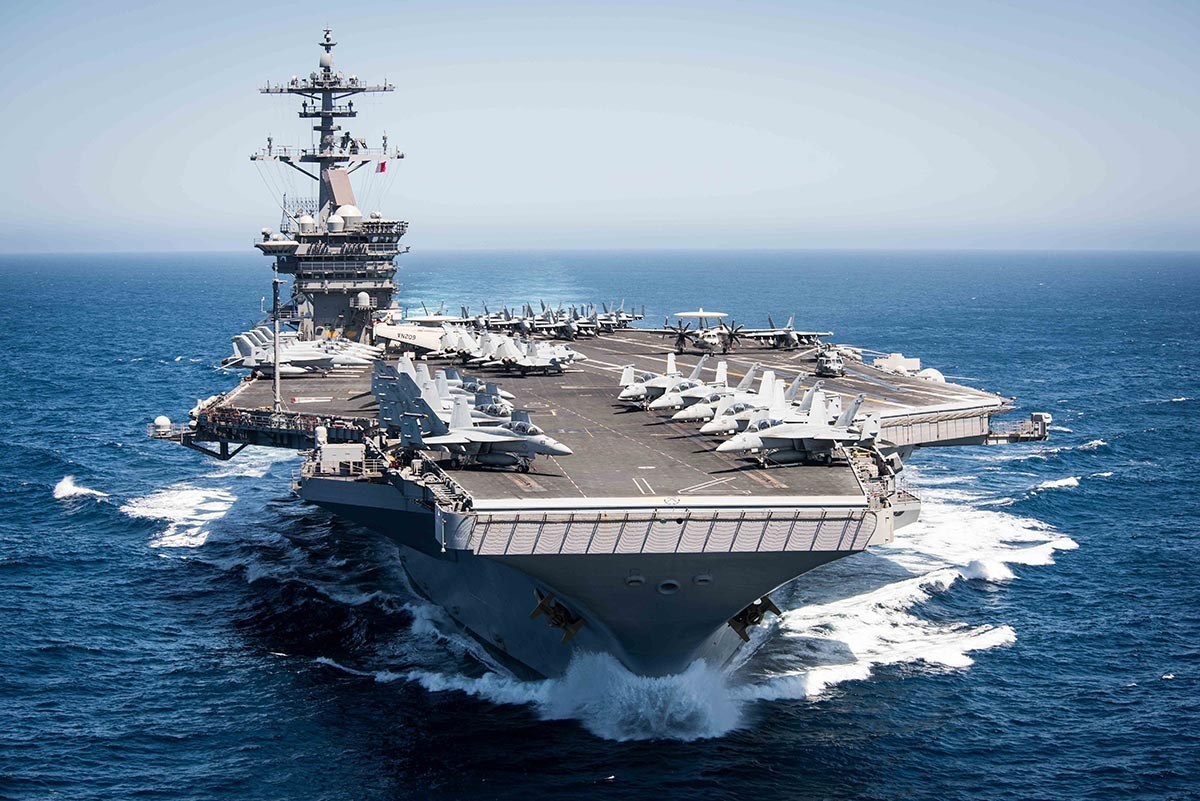 The USS Theodore Roosevelt conducts a training exercise in the Pacific in 2017. Photo: AFP